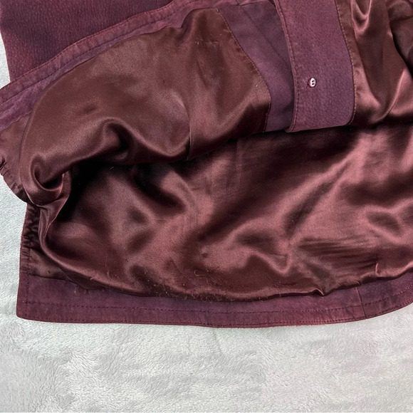 A.M.I Suede Jacket Leather Size Large Womens Purple Button Satin 70s Style - Picture 8 of 16
